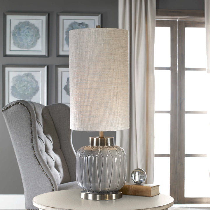 Zahlia Aged Gray Ceramic Lamp - AmericanHomeFurniture