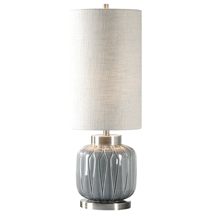 Zahlia Aged Gray Ceramic Lamp - AmericanHomeFurniture