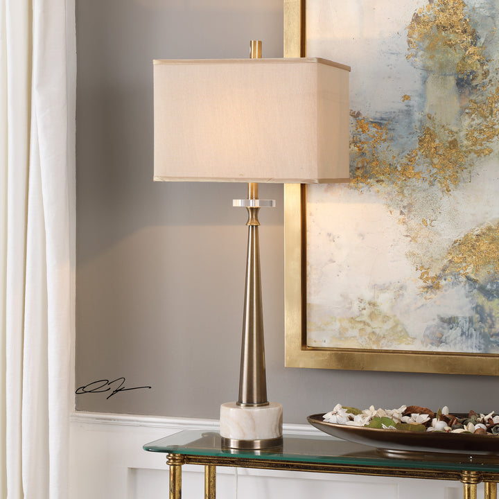 VERNER TAPERED BRASS TABLE LAMP - AmericanHomeFurniture