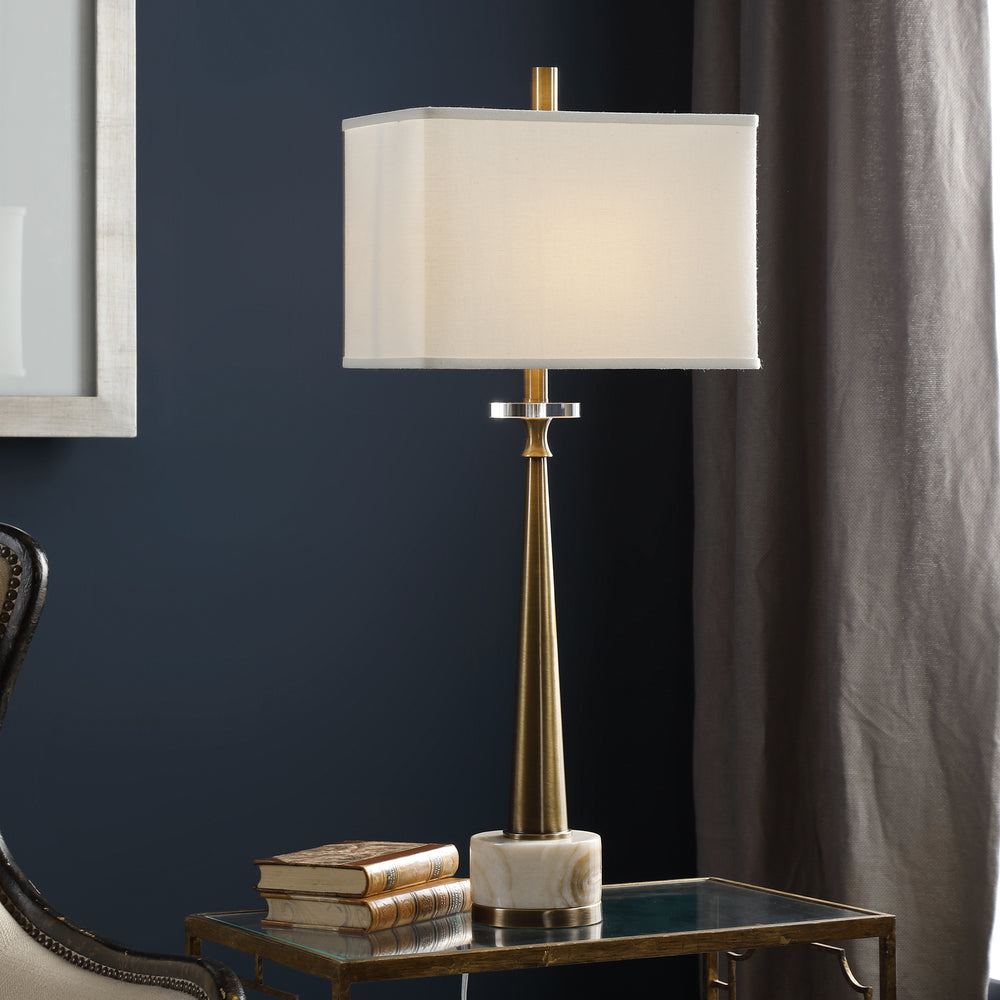 VERNER TAPERED BRASS TABLE LAMP - AmericanHomeFurniture