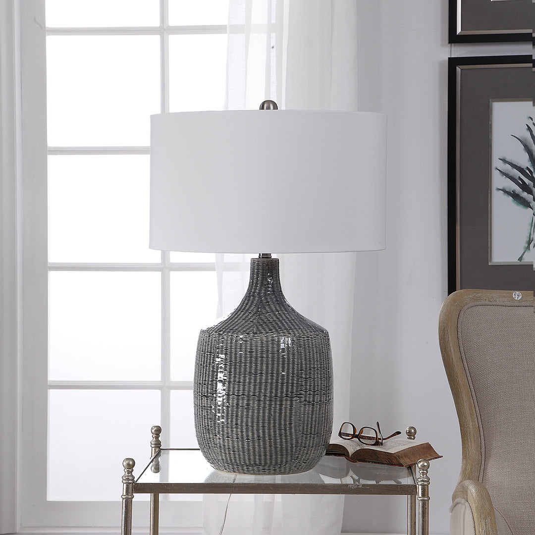 FELIPE DISTRESSED GRAY TABLE LAMP - AmericanHomeFurniture