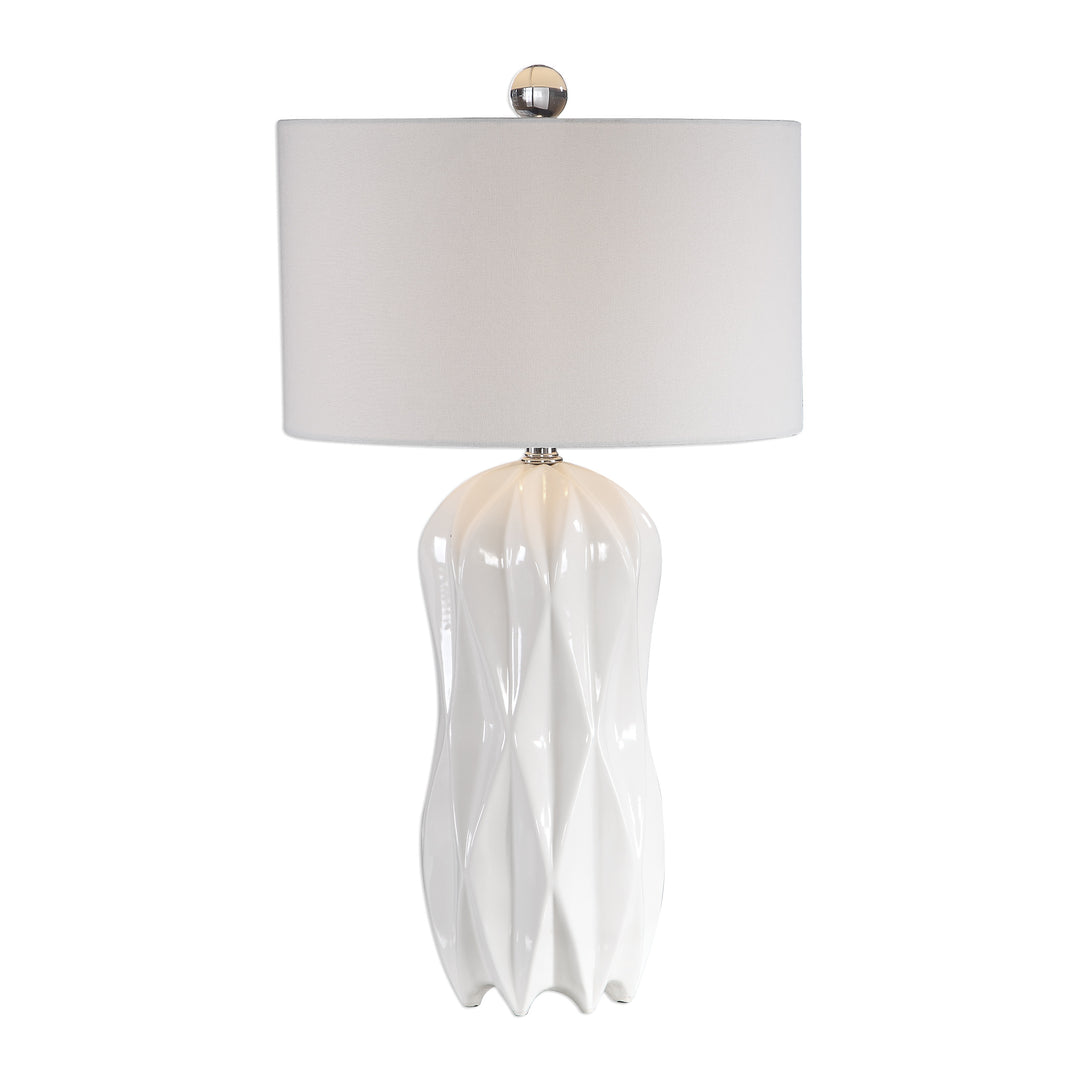 MALENA GLOSSY WHITE TABLE LAMP - AmericanHomeFurniture
