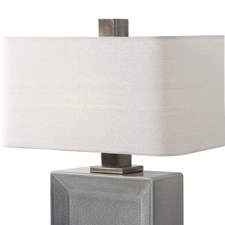 ABBOT CRACKLED GRAY TABLE LAMP - AmericanHomeFurniture