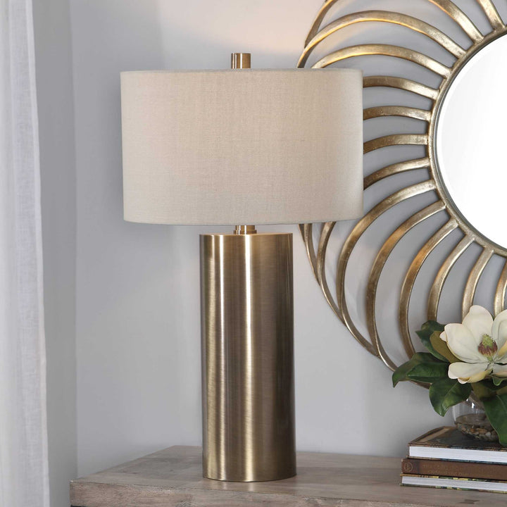 TARIA BRUSHED BRASS TABLE LAMP - AmericanHomeFurniture