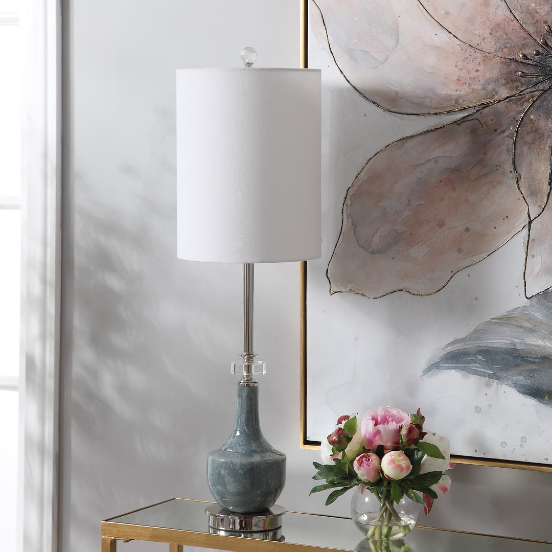 Piers Mottled Blue Buffet Lamp - AmericanHomeFurniture