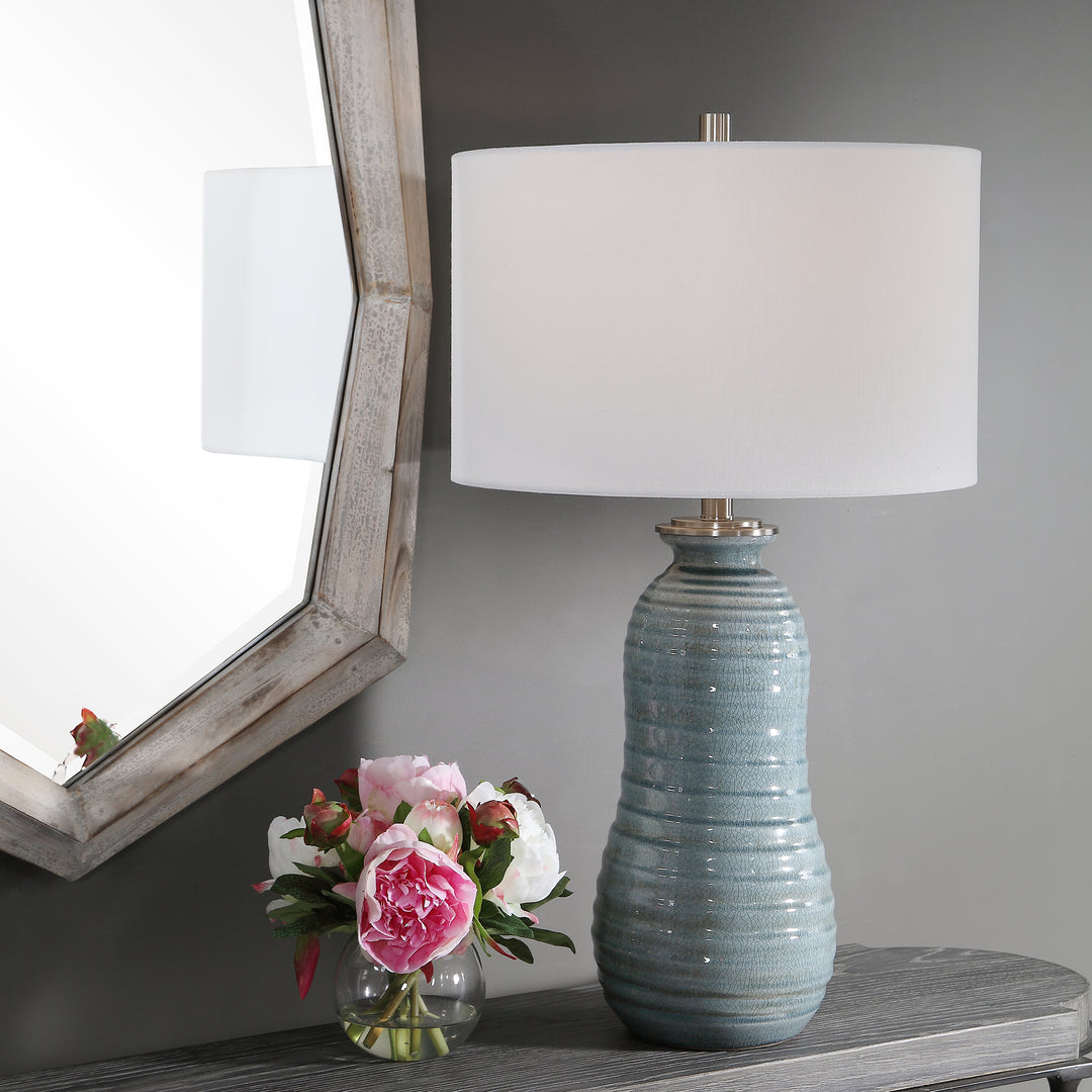 ZAILA LIGHT BLUE TABLE LAMP - AmericanHomeFurniture