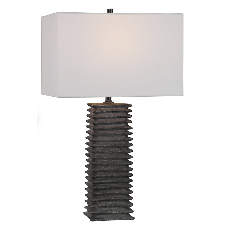 SANDERSON METALLIC CHARCOAL TABLE LAMP - AmericanHomeFurniture