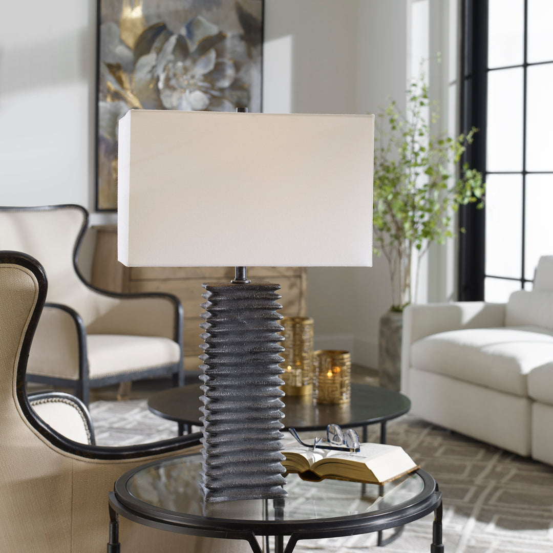 SANDERSON METALLIC CHARCOAL TABLE LAMP - AmericanHomeFurniture