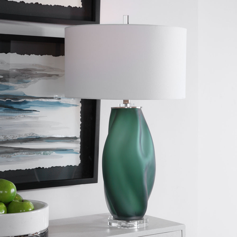 ESMERALDA GREEN GLASS TABLE LAMP - AmericanHomeFurniture