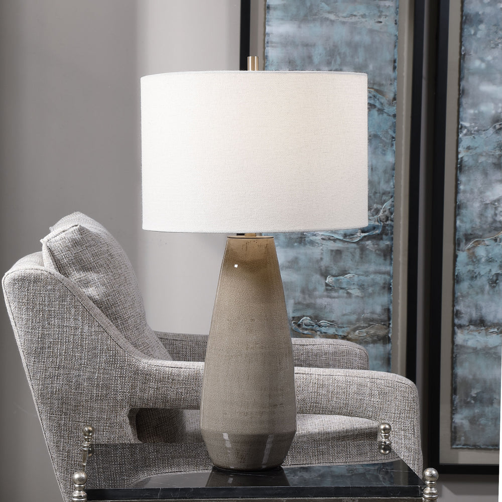 VOLTERRA TAUPE-GRAY TABLE LAMP - AmericanHomeFurniture