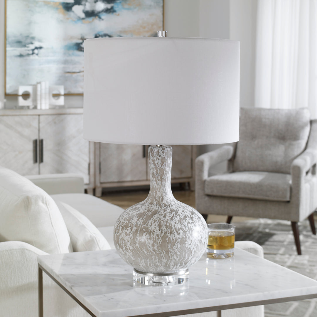 TURBULENCE DISTRESSED WHITE TABLE LAMP - AmericanHomeFurniture