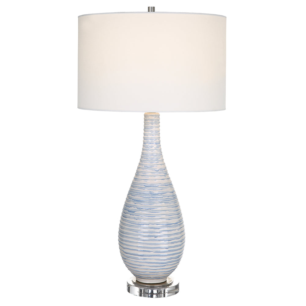 CLARIOT RIBBED BLUE TABLE LAMP - AmericanHomeFurniture