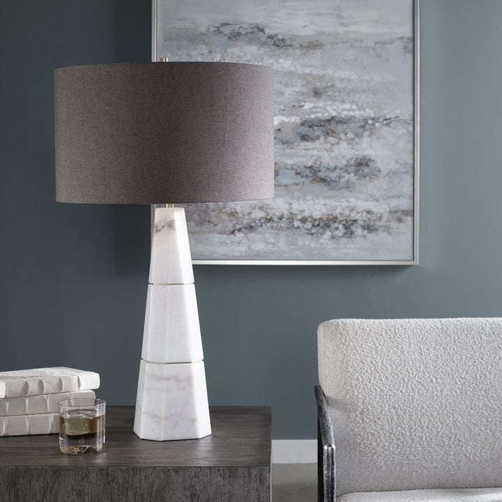 CITADEL WHITE MARBLE TABLE LAMP - AmericanHomeFurniture