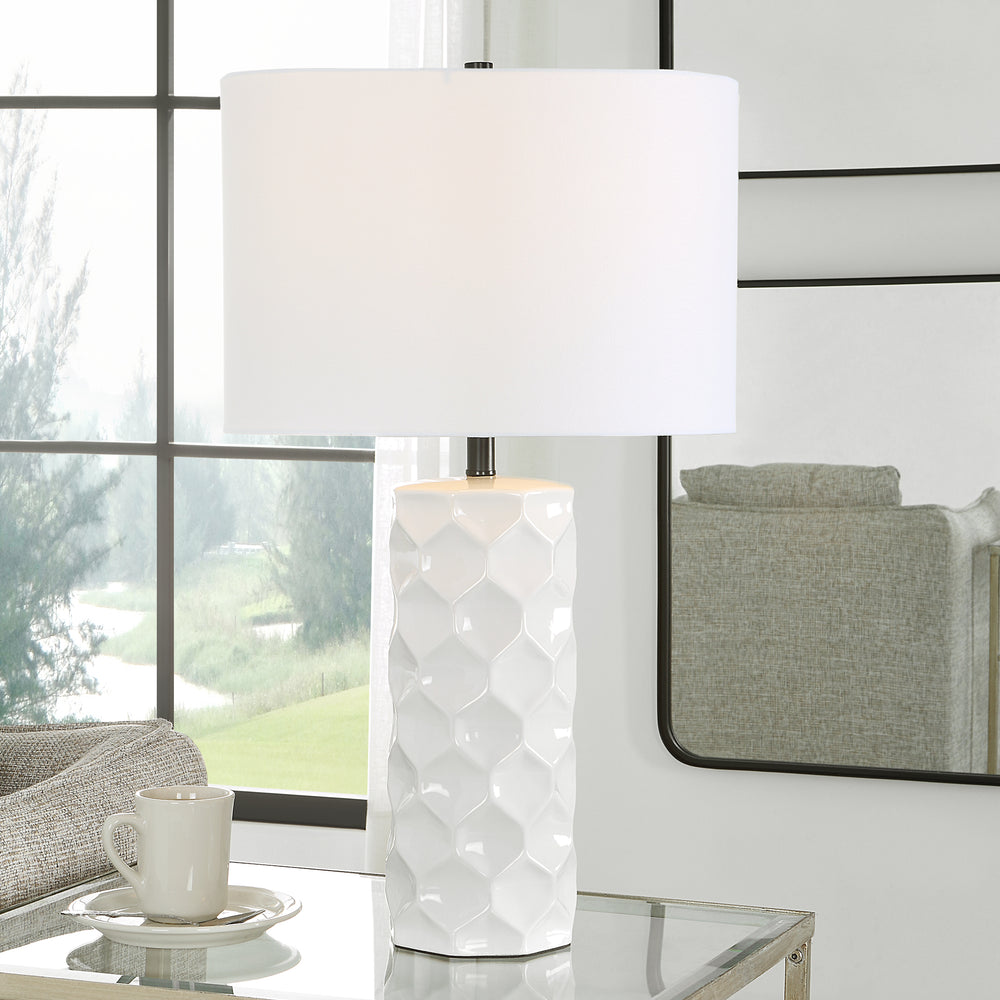 Honeycomb White Table Lamp