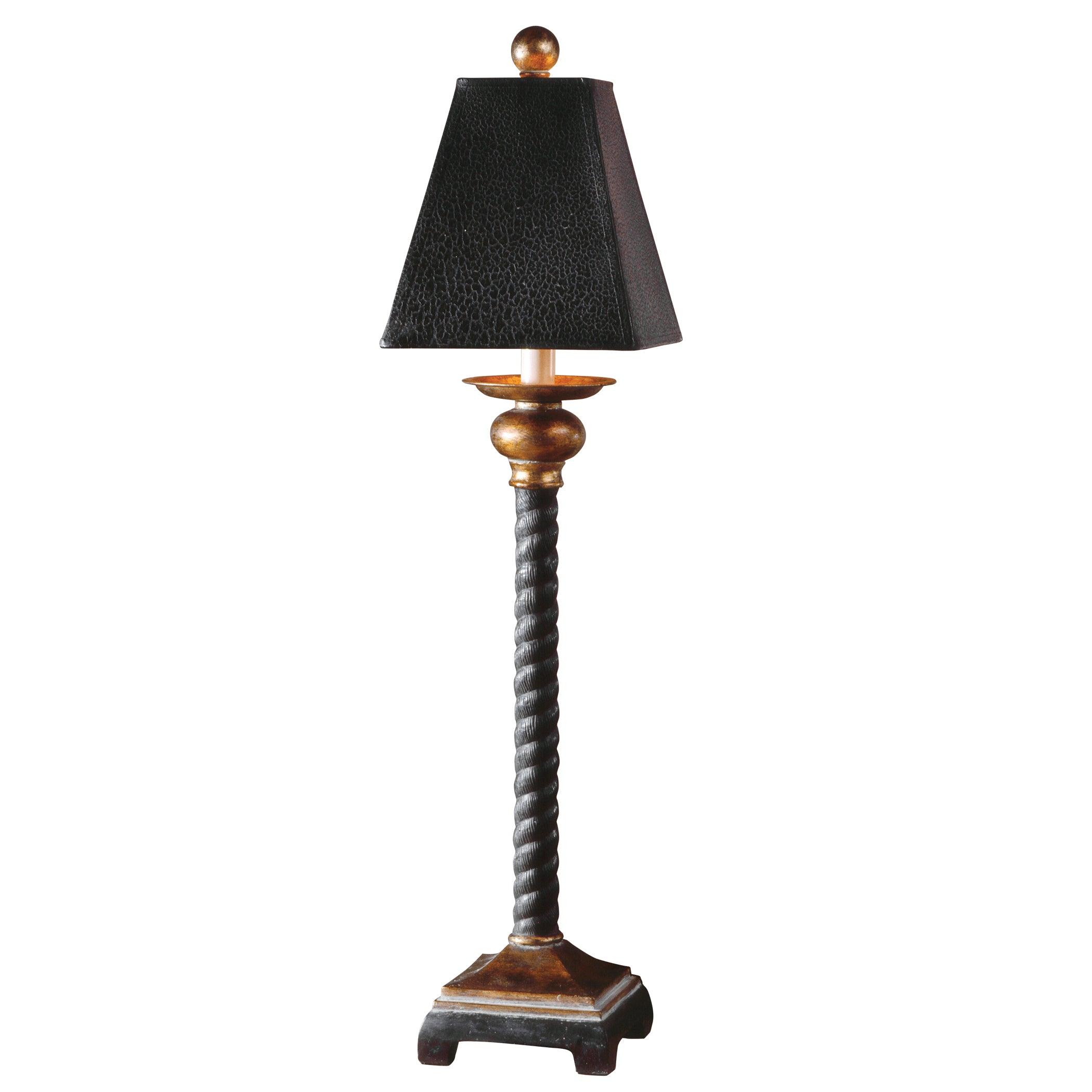 Uttermost Matte Black, Bronze Leaf Accents Bellcord 1 Light Table Lamp