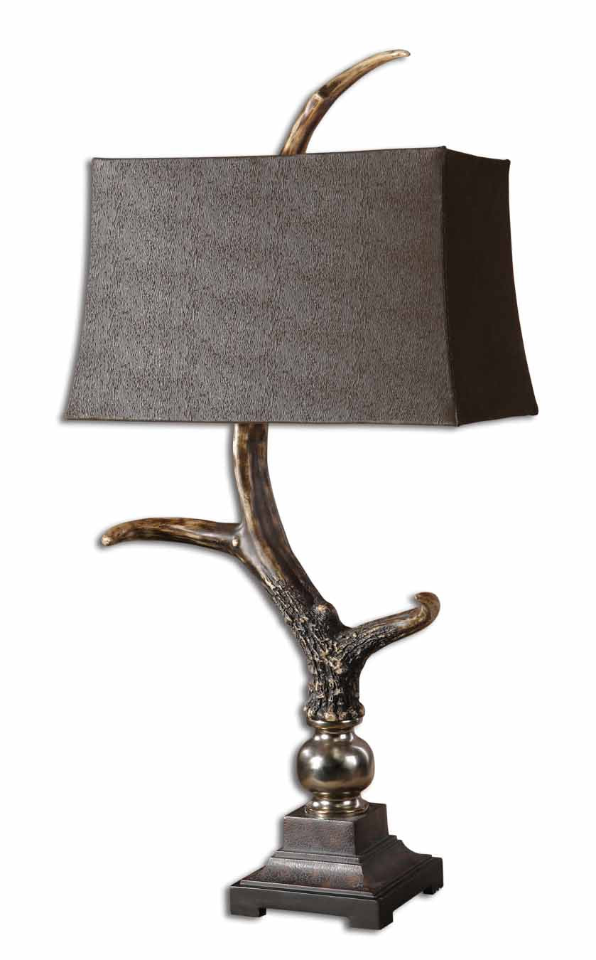 STAG HORN DARK SHADE TABLE LAMP - AmericanHomeFurniture