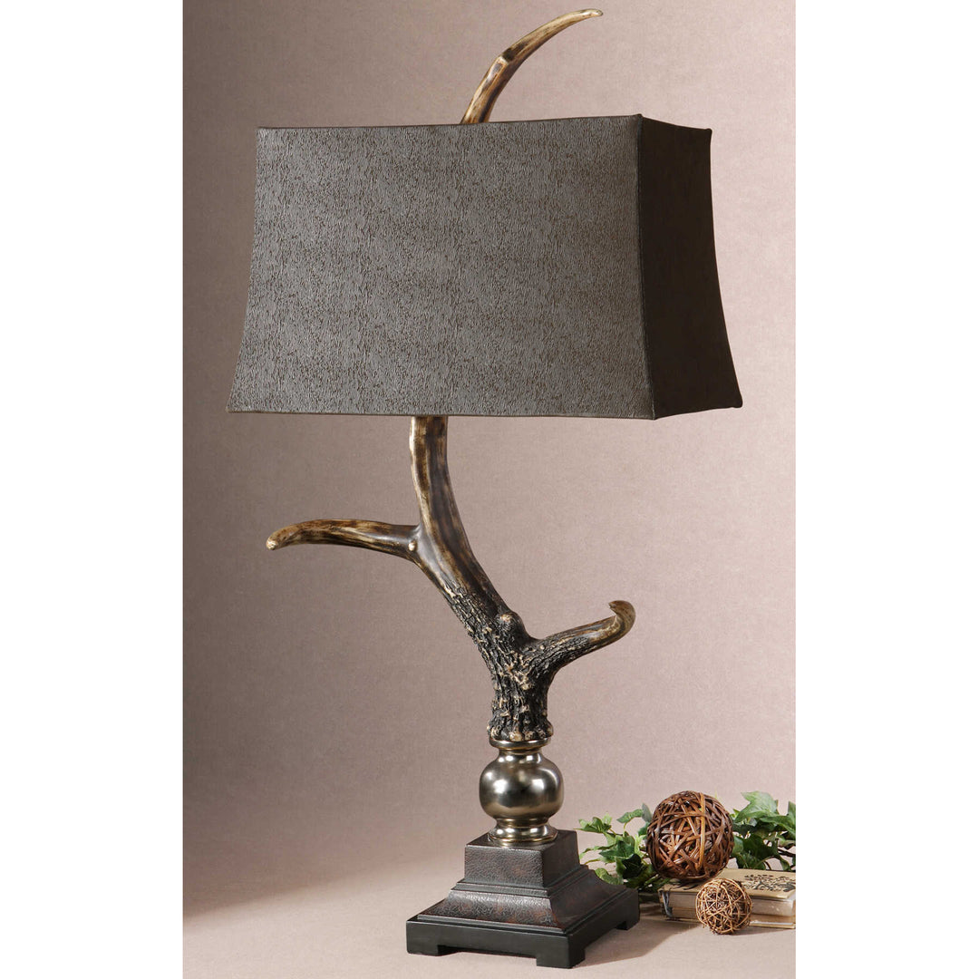 STAG HORN DARK SHADE TABLE LAMP - AmericanHomeFurniture