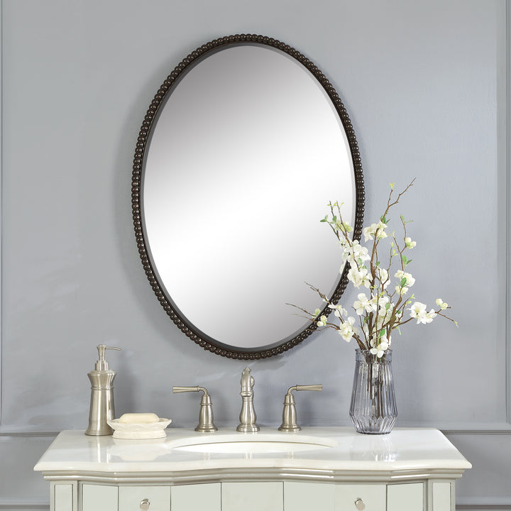 SHERISE BRONZE OVAL MIRROR - AmericanHomeFurniture