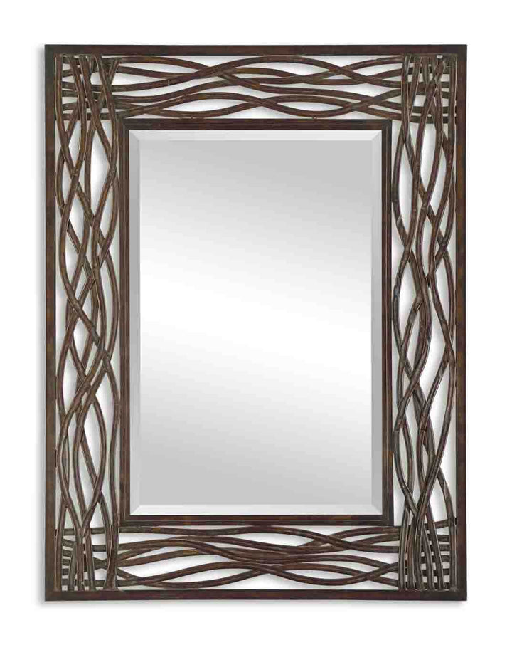 DORIGRASS BROWN METAL MIRROR - AmericanHomeFurniture