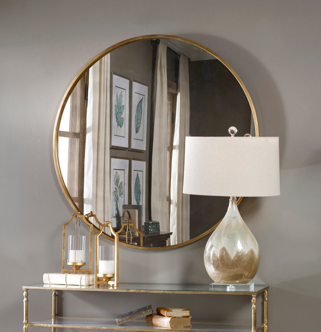 JUNIUS ROUND GOLD MIRROR - AmericanHomeFurniture