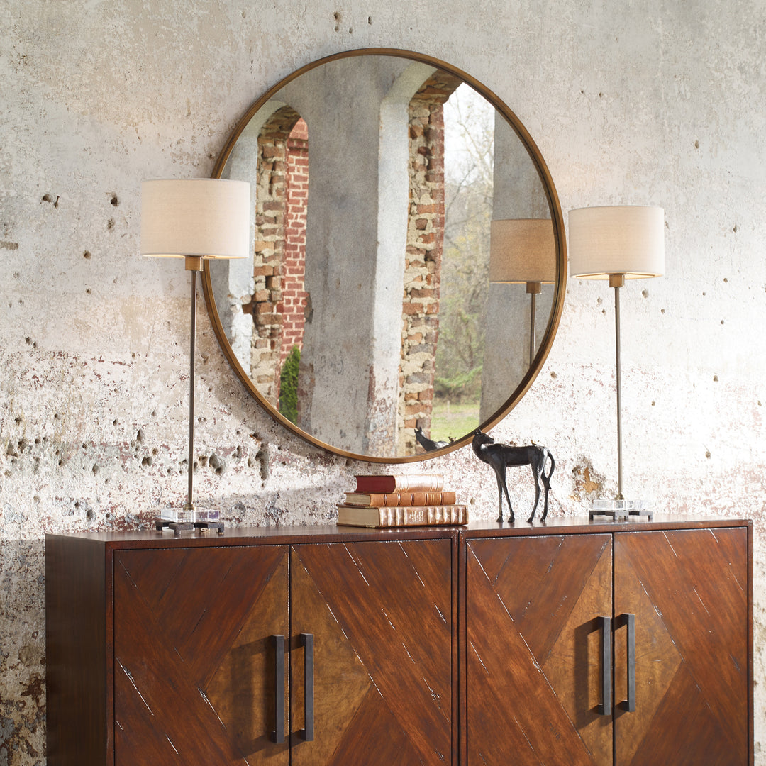 JUNIUS ROUND GOLD MIRROR - AmericanHomeFurniture