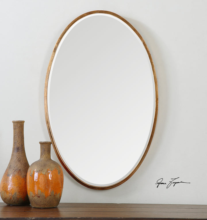 HERLEVA GOLD OVAL MIRROR - AmericanHomeFurniture