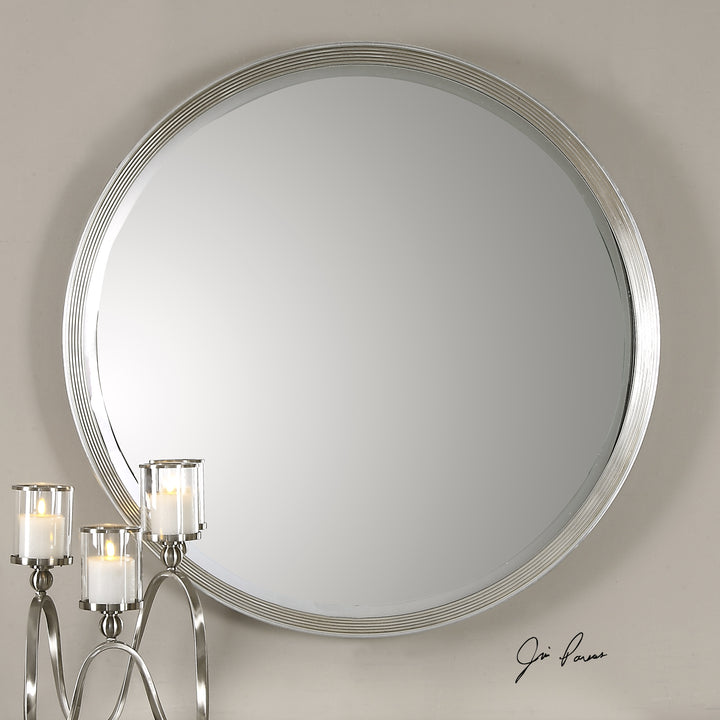 SERENZA ROUND SILVER MIRROR - AmericanHomeFurniture