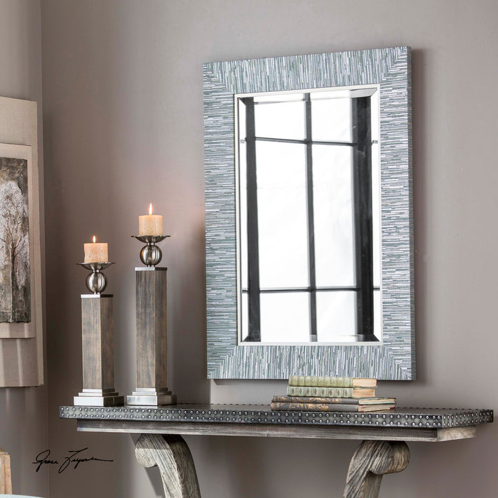 BELAYA GRAY WOOD MIRROR - AmericanHomeFurniture