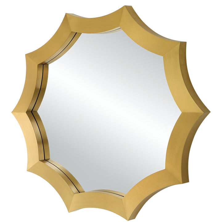 Flare Brushed Brass Round Mirror