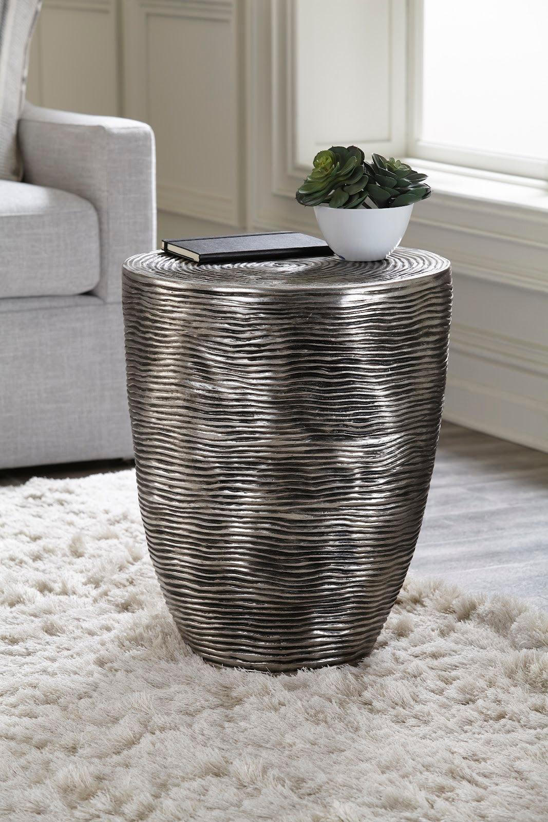 Phillips Collection Ripple Side Table, Resin, Silver Leaf with Antiquing ACCENT TABLES