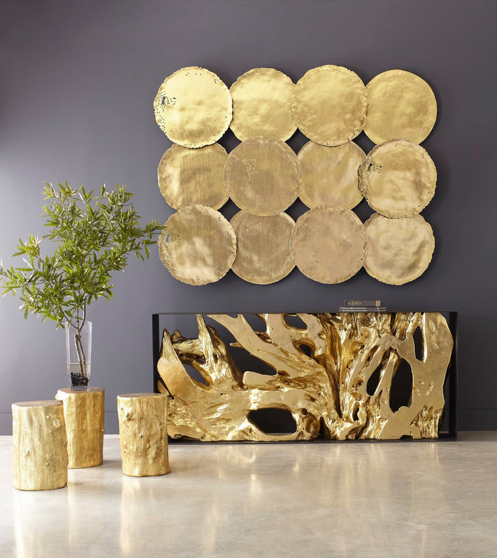 Log Stool, Gold Leaf, SM - Phillips Collection - AmericanHomeFurniture