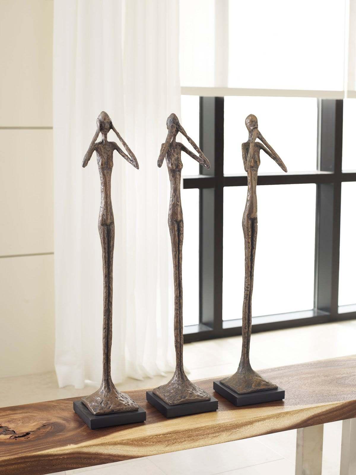 Phillips Collection See No Evil Slender Sculpture, Small, Resin, Bronze Finish DECORATIVE OBJECTS
