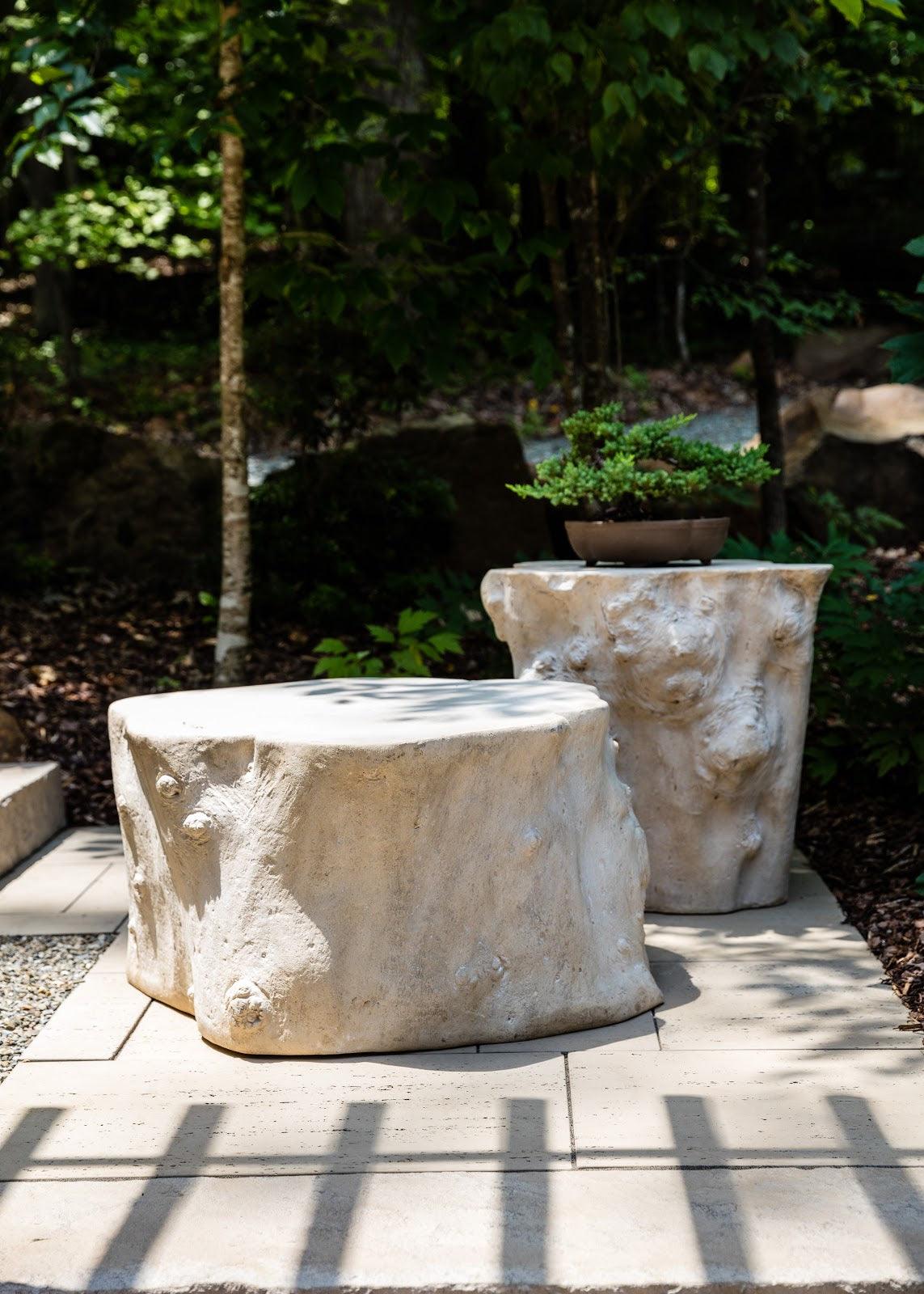 Phillips Collection Log Stool, Roman Stone, LG OTTOMANS, POUFS, + STOOLS
