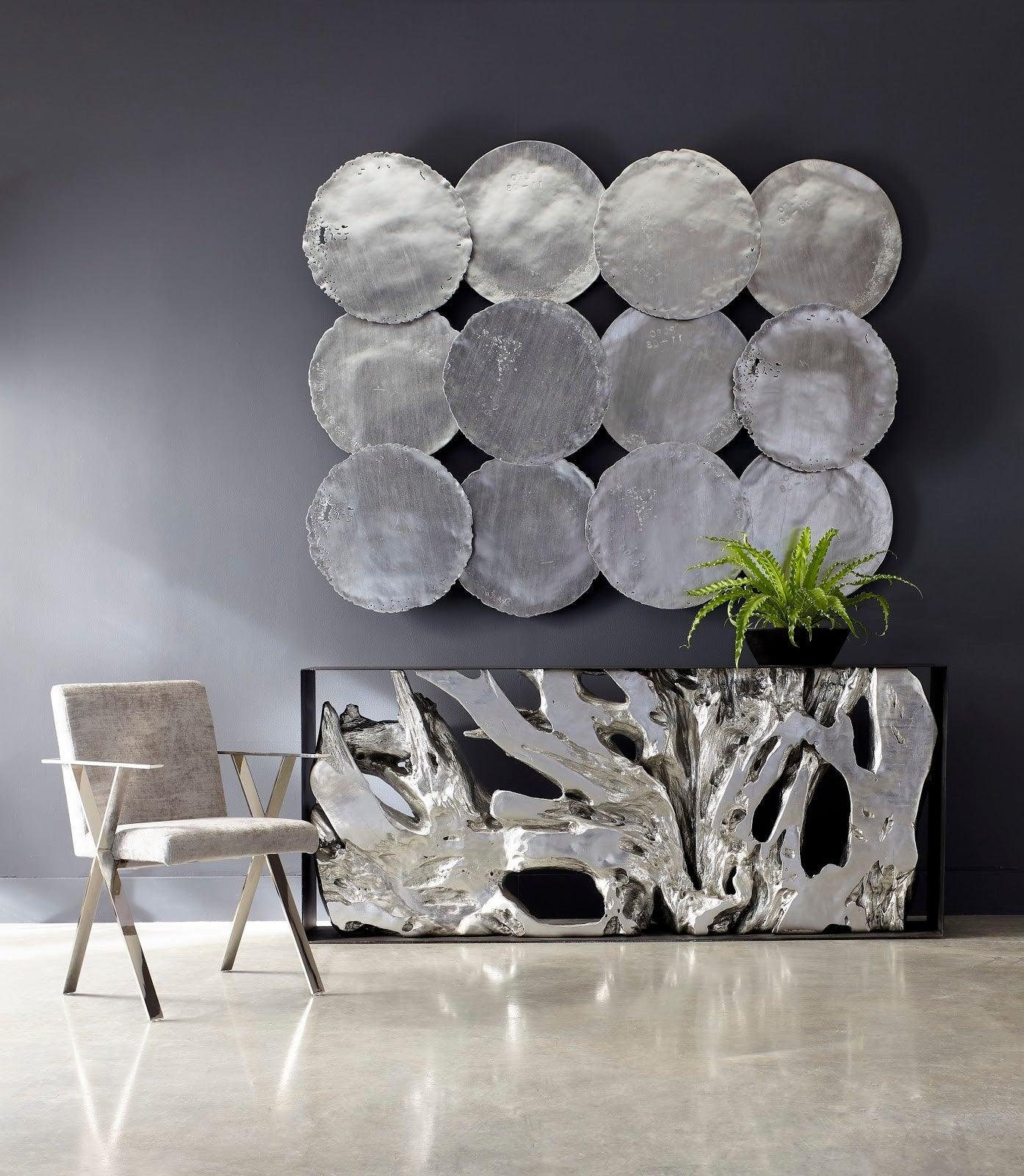 Phillips Collection Cast Oil Drum Wall Discs, Silver Leaf, Set of 4 WALL ACCENTS