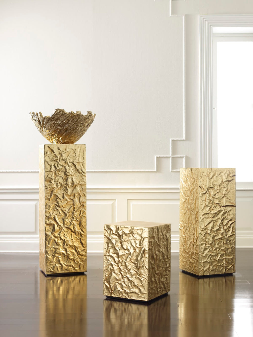 Crumpled Pedestal, Gold, SM - Phillips Collection - AmericanHomeFurniture