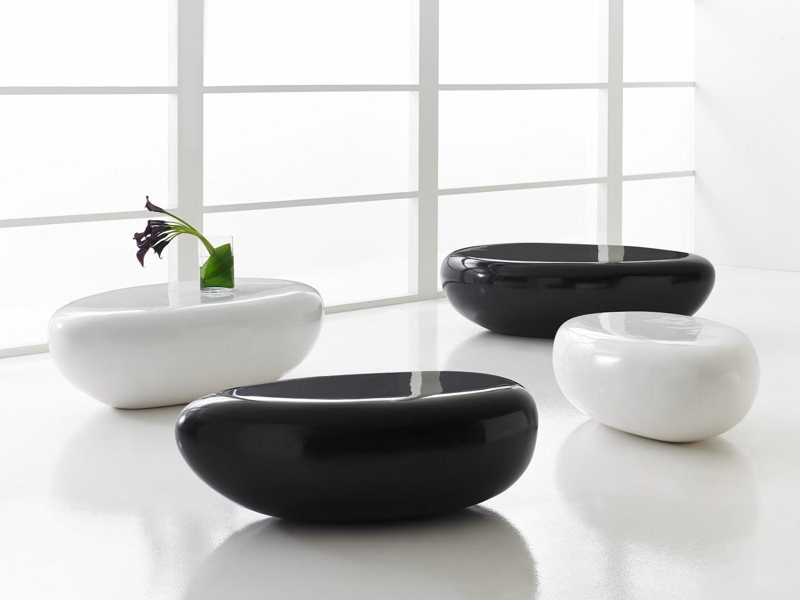 Phillips Collection River Stone Coffee Table, Small, Gel Coat Black COFFEE TABLES