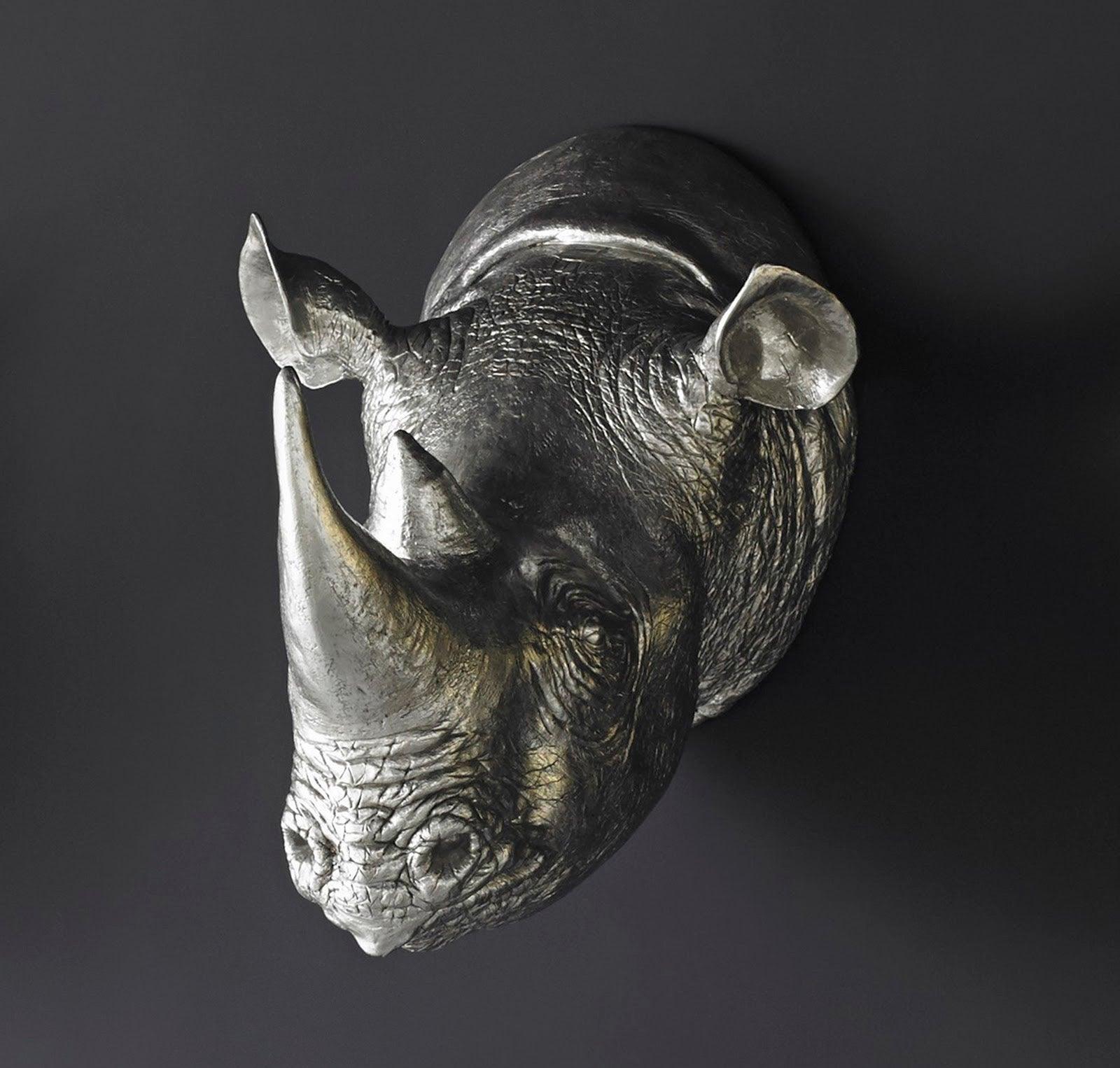 Phillips Collection Rhino Wall Art, Resin, Silver Leaf WALL ACCENTS