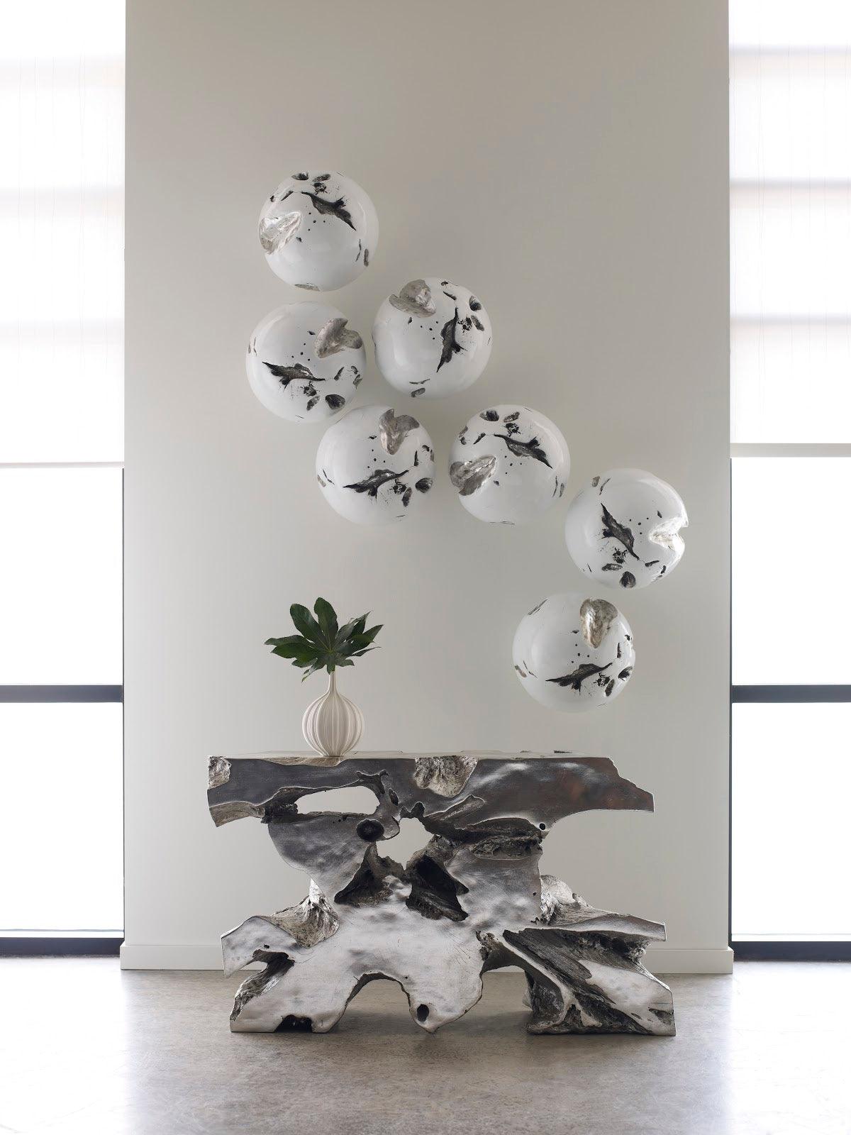 Phillips Collection Cast Root Wall Ball, Silver Leaf, White, LG WALL ACCENTS