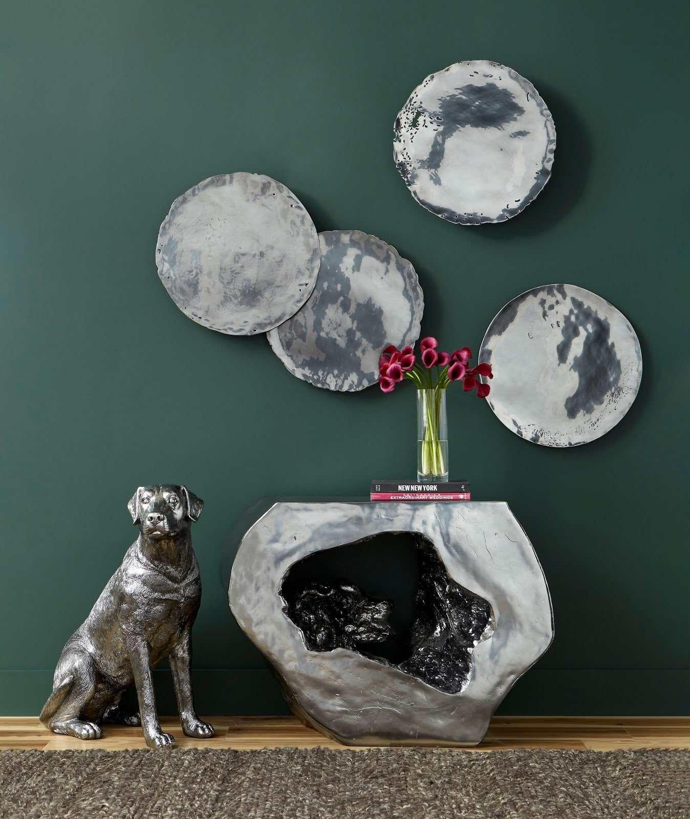 Phillips Collection Cast Oil Drum Wall Discs, Liquid Silver, Set of 4 WALL ACCENTS