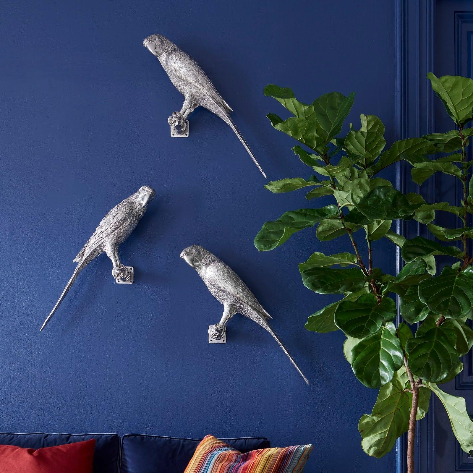 Phillips Collection Parrot Looking Right Wall Art, Resin, Silver Leaf WALL ACCENTS