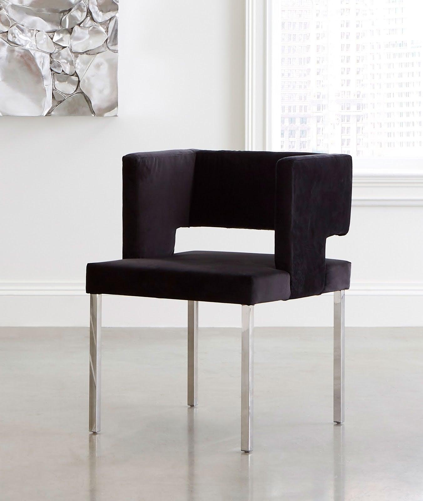 Phillips Collection Raffia Dining Chair, Black, Stainless Steel Legs - Set of 2 DINING CHAIRS