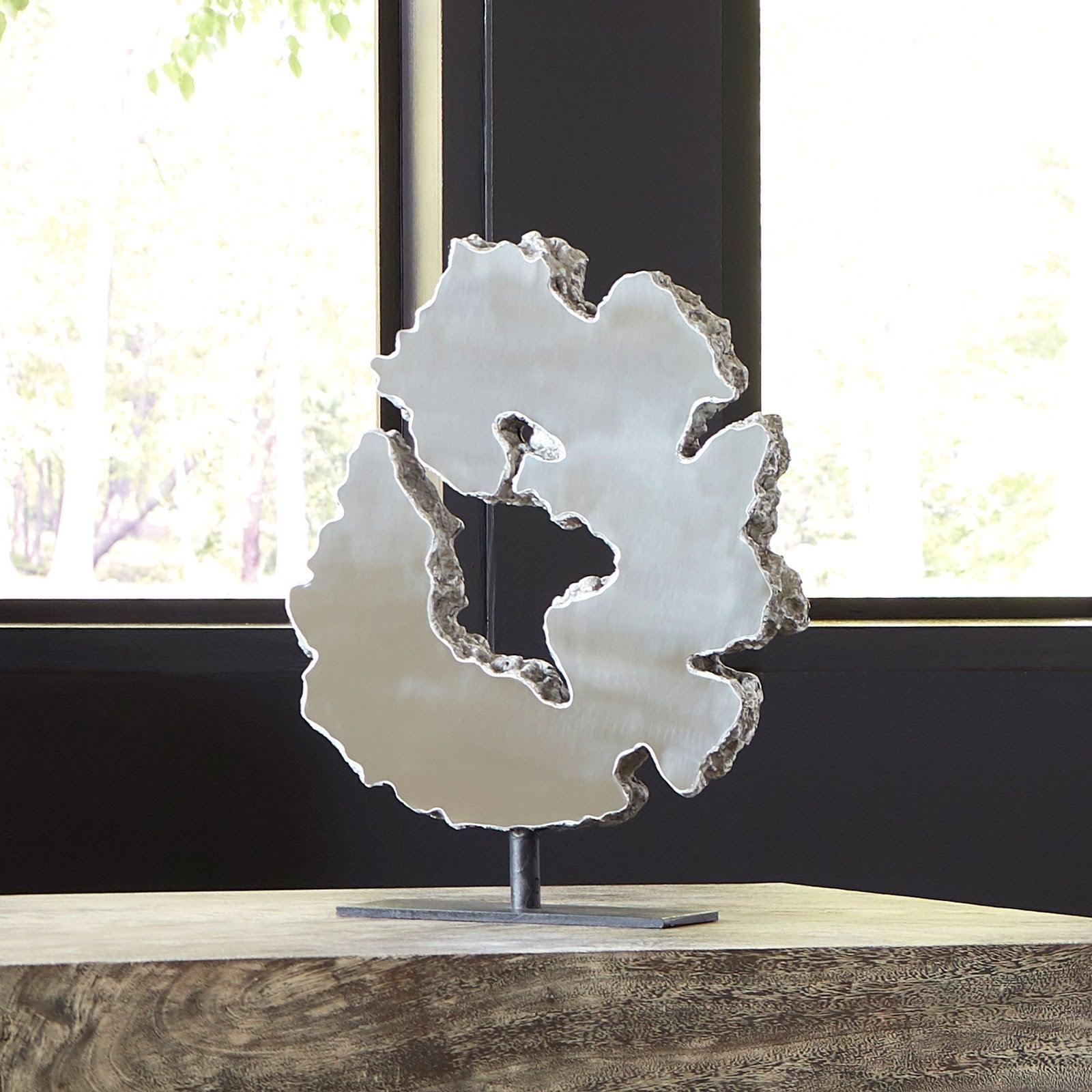 Phillips Collection Lava Slice Sculpture on Stand, Resin, Stainless Steel DECORATIVE OBJECTS