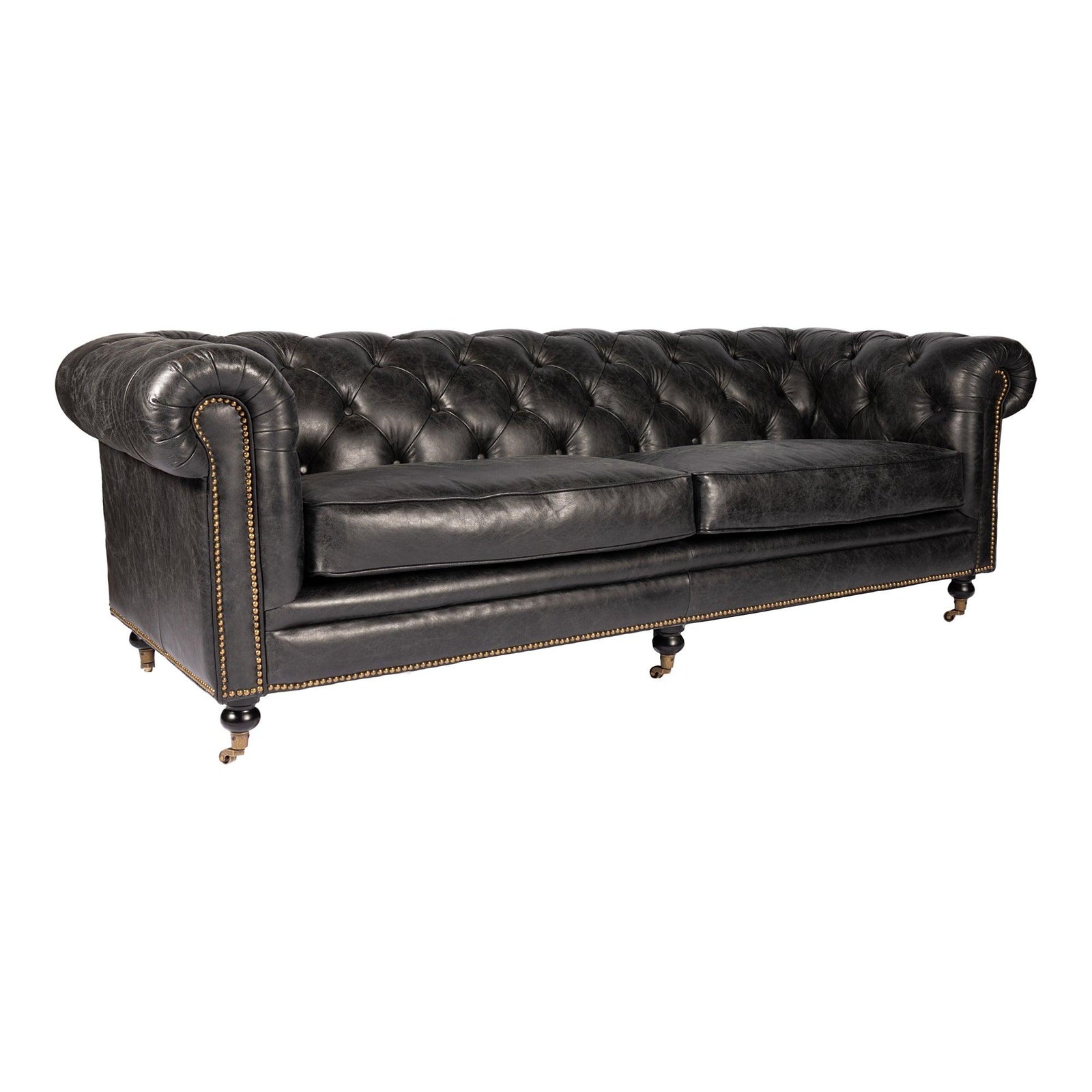 Moe's Home Collection - Birmingham Sofa Onyx Black Leather - PK-1007-02 | American Home Furniture