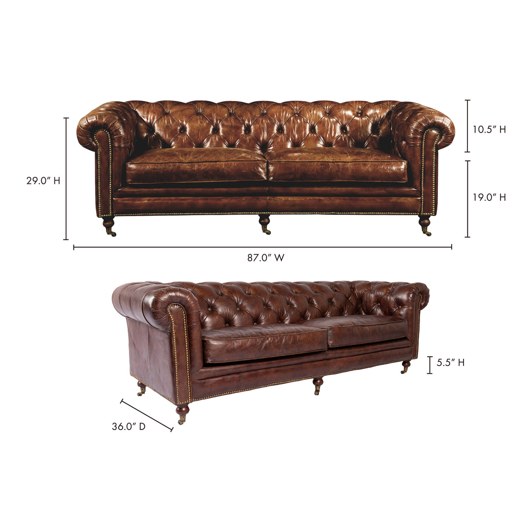 American Home Furniture | Moe's Home Collection - Birmingham Sofa Dark Brown Leather