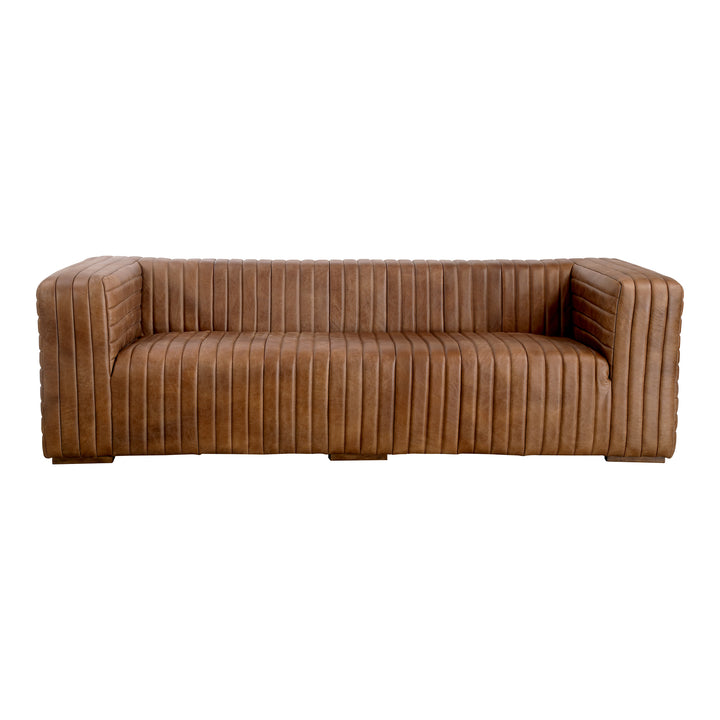 American Home Furniture | Moe's Home Collection - Castle Sofa Open Road Brown Leather