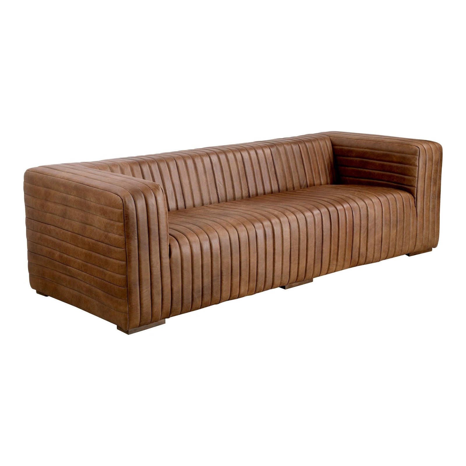 Moe's Home Collection - Castle Sofa Open Road Brown Leather - PK-1009-14 | American Home Furniture