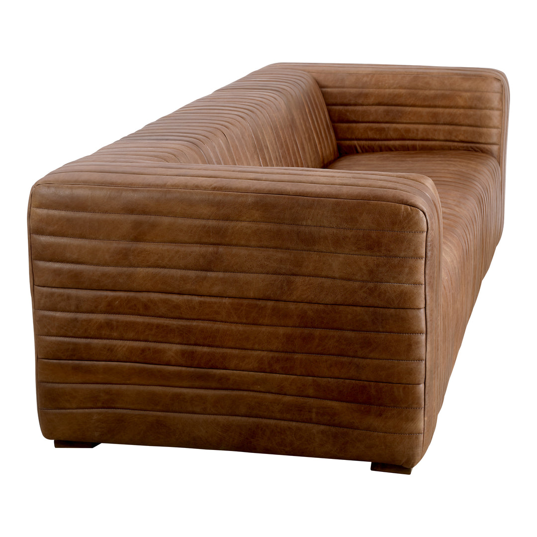 American Home Furniture | Moe's Home Collection - Castle Sofa Open Road Brown Leather