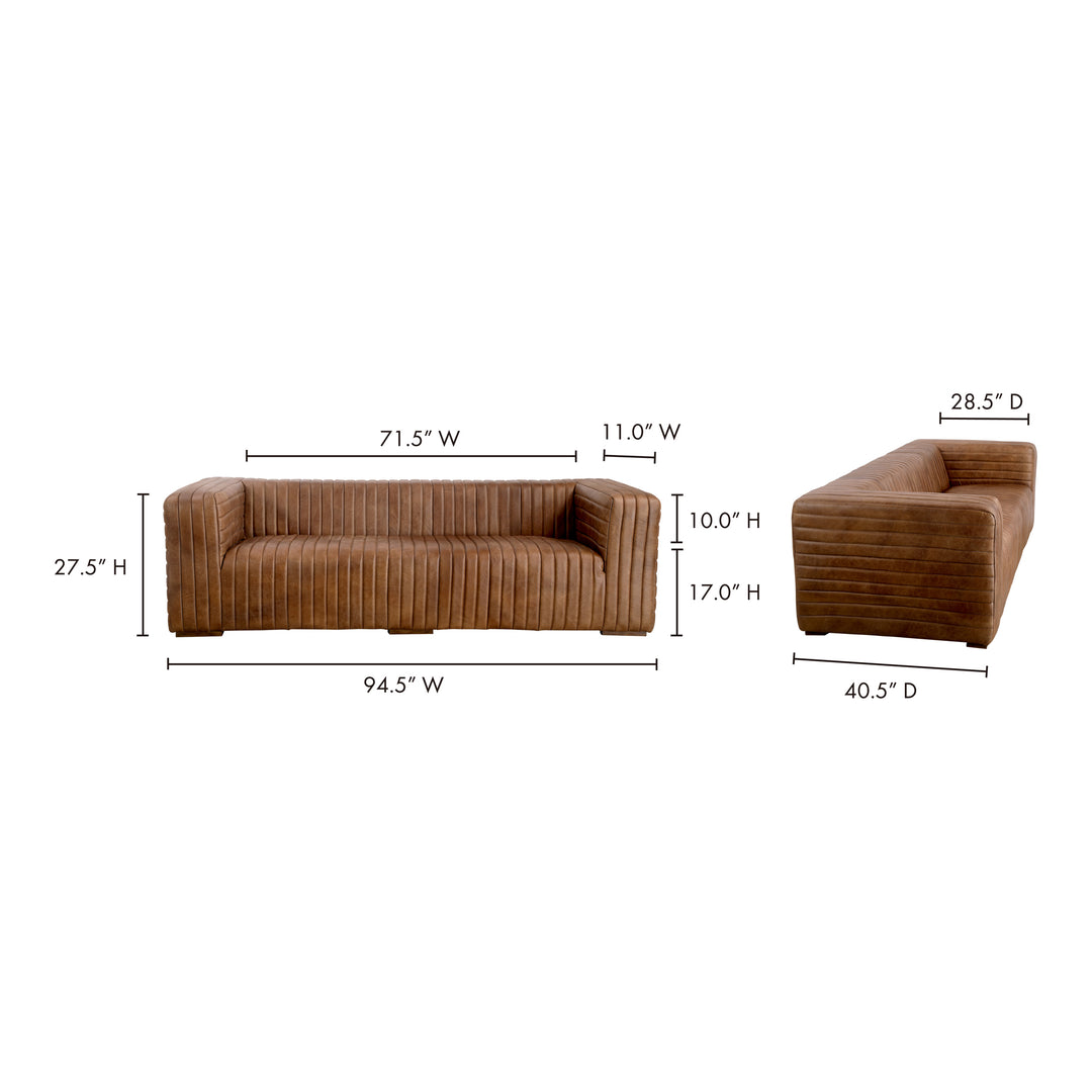 American Home Furniture | Moe's Home Collection - Castle Sofa Open Road Brown Leather