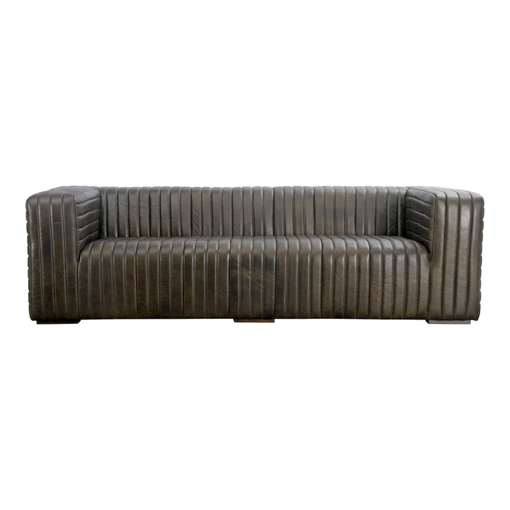 American Home Furniture | Moe's Home Collection - Castle Sofa Charred Olive Leather