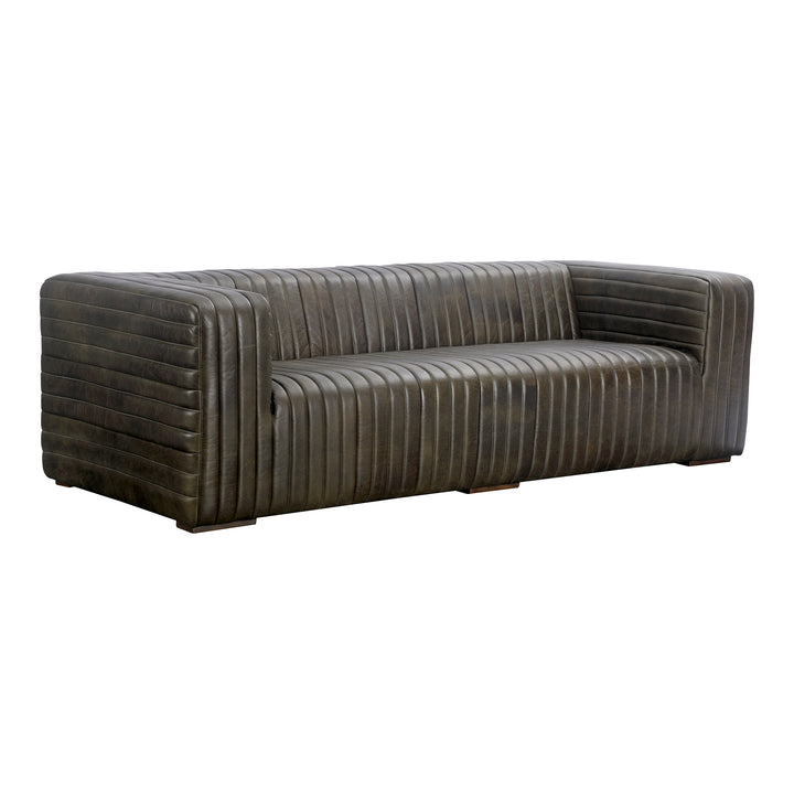 American Home Furniture | Moe's Home Collection - Castle Sofa Charred Olive Leather